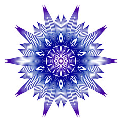Vector Illustration. Modern Decorative Floral Mandala. Hand Drawn Background. Islam, Arabic, Indian, Ottoman Motifs. Purple blue gradient