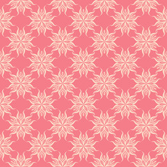 Seamless pattern. Floral beige design on pale pink background