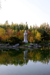 Fototapeta premium Mazu sculpture in a park