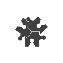 linked puzzle team work symbol logo vector