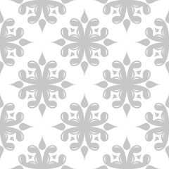 Floral seamless pattern. Gray and white background