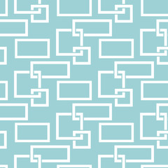 Geometric square seamless pattern. White design on blue background