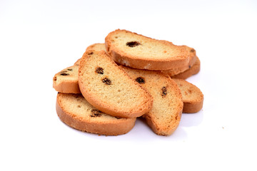 Dried bread isolated on white background.