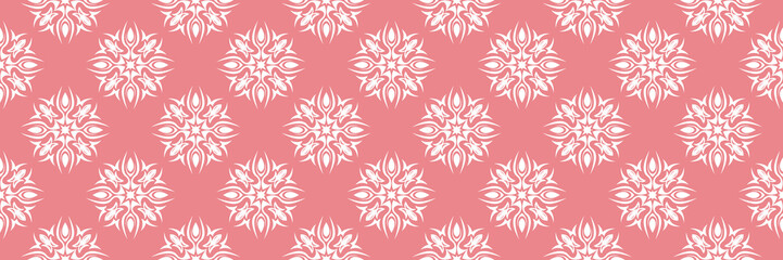 Naklejka na ściany i meble Floral seamless pattern. Pink background with white flowers