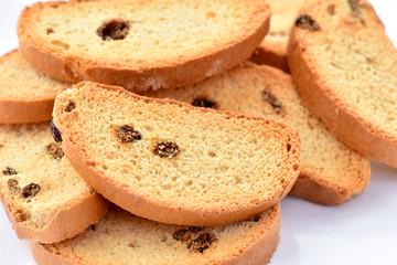 Dried bread isolated on white background.