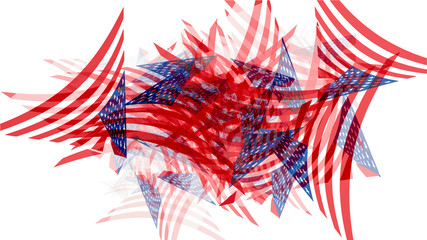 Memorial day background with triangular USA flags composition, isolated on white background. Eps10 vector illustration.