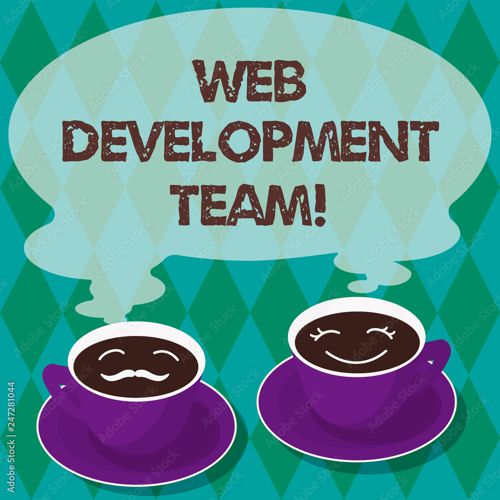 Poster writing note showing web development team. business photo showcasing a team of developers working to