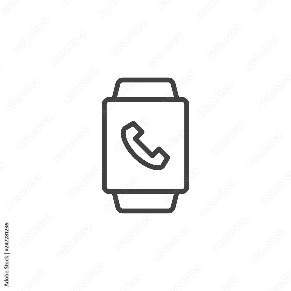 Poster smart watch calling display line icon. linear style sign for mobile concept and web design. smartwat