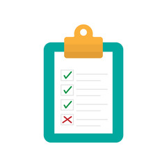 Checklist form on clipboard illustration in flat style