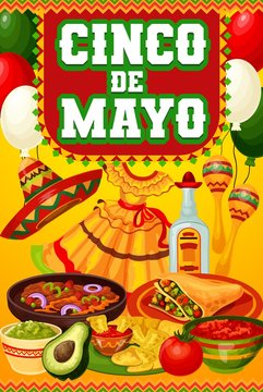 Cinco de Mayo Mexican food, sombrero, maracas