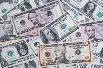 US Dollar banknotes background.  currency of the United States