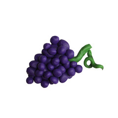 Colorful plasticine handmade 3D grape berry 
fruit    icon isolated on white background

