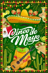 Mexican Cinco de Mayo party sombrero and fireworks