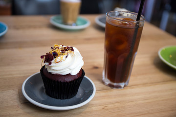 Red Velvet Cupcake on the table