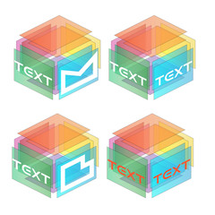 abstract logo from rectangles in perspective color set