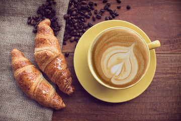 Hot Cappuccino with croissant