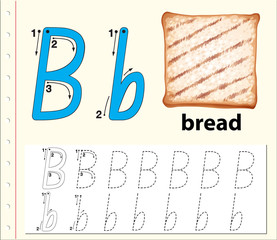 Letter B tracing alphabet worksheets