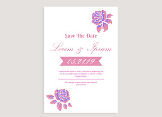 weeding invitation 10, romantic style with rose flower background