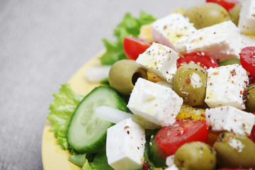 Traditional Greek salad on the plate