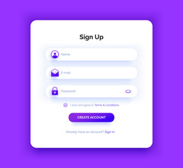 Sign Up page. Purple gradient. Registration form - 247284830