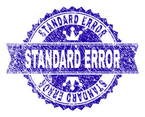 Obraz premium STANDARD ERROR rosette seal watermark with distress texture. Designed with round rosette, ribbon and small crowns. Blue vector rubber watermark of STANDARD ERROR tag with unclean style.