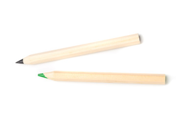 Wooden colorful ordinary pencils isolated on a white background, Image.