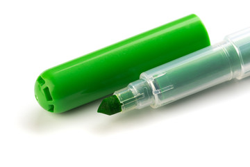 green Marker with Cap Isolated on White Background.