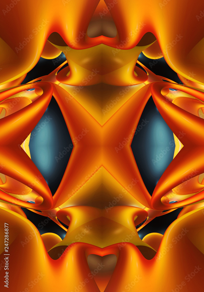Poster abstract artistic multicolored 3d computer generated pure smooth fiery fractal background