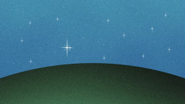 Beautiful Glittering Stars and Grass Hill Cutout Background