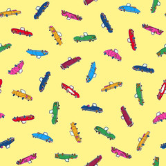 可愛い車のパターンイラスト,