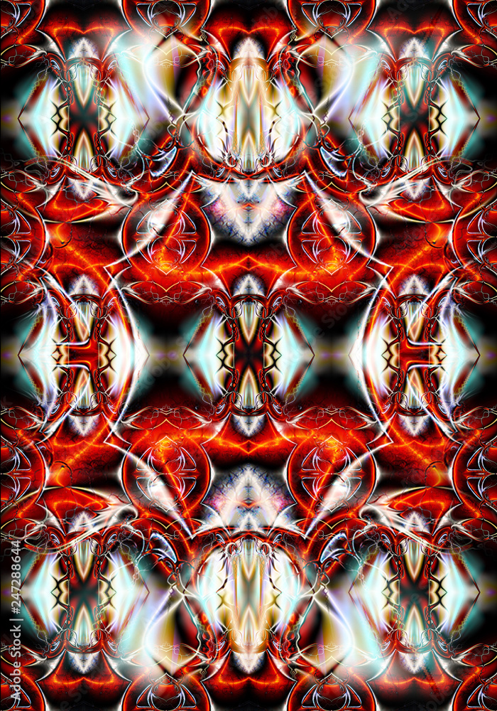 Poster 3d computer generated unique futuristic abstract multicolored energetic fractal patterns artwork bac