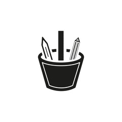 stationary vector icon, pencil with pen and ruler set - school education icon