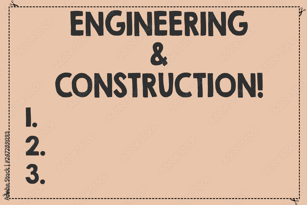 Poster handwriting text engineering and construction. concept meaning applying technical knowledge to infra