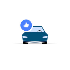 Car and thumb up. concept good car. vector symbol EPS10