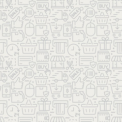 E-commerce seamless pattern with thin line icons