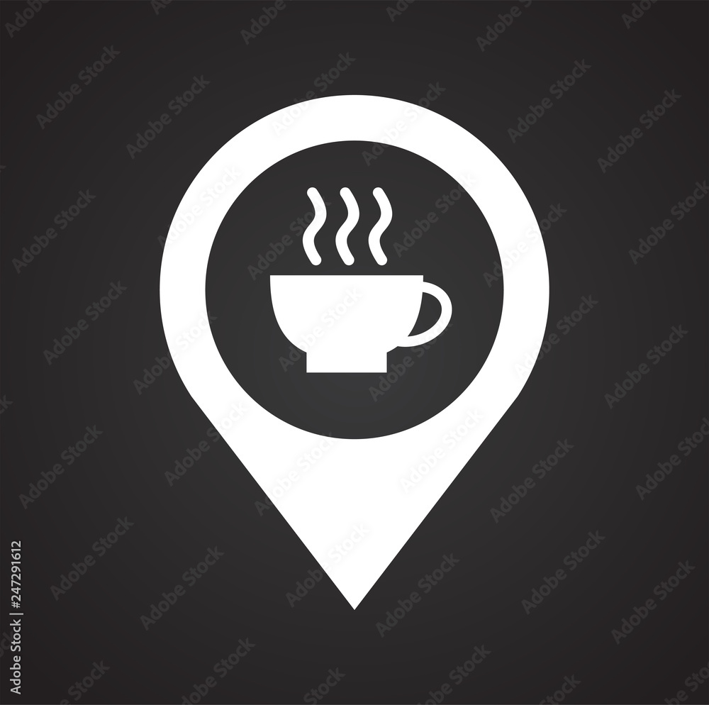 Poster checkpoint coffee icon on black background for graphic and web design, modern simple vector sign. in