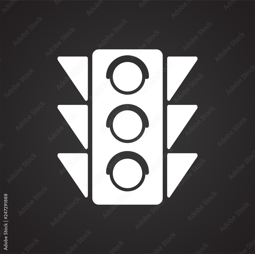 Poster navigation traffic lights icon on black background for graphic and web design, modern simple vector 