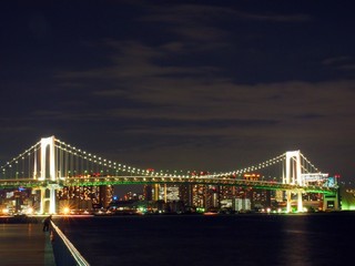 Obraz premium night scape of Tokyo bayside area from Toyosu area