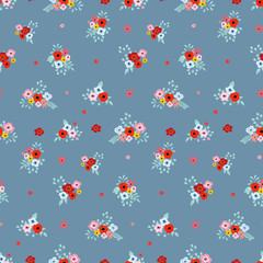 Fashionable pattern in small flowers. Floral seamless background for textiles, fabrics, covers, wallpapers, print, gift wrapping and scrapbooking. Raster copy 
