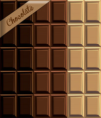 Corrugated texture of chocolate three different colors. 3D vector. High detailed realistic illustration