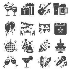 Simple Set of Party Related Vector Gray Icons