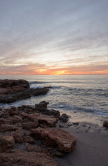 The sea in Oropesa at sunrise on the orange blossom coast
