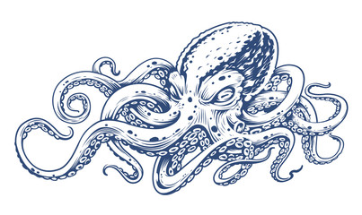 Octopus Vintage Vector Art