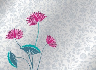 water lily, wedding card design, royal India