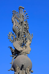 Fototapeta na wymiar giant sculptures under blue sky, tangshan city, China