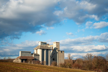 Fototapeta na wymiar Storage buildings on farmland