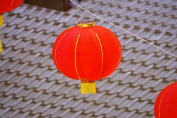 Obraz premium red Chinese paper lantern with gold element . Decoration for Chinese new year