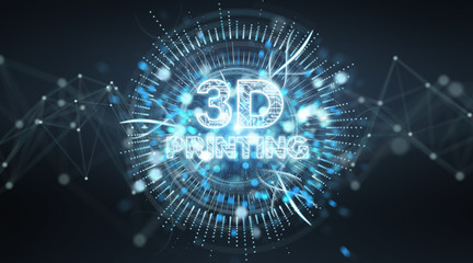 3D printing digital text hologram background 3D rendering