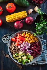 Mexican salad with quinoa and vegetables