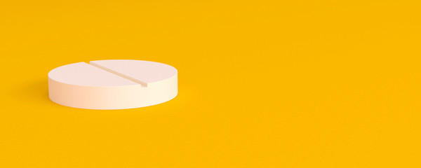 flat light tablet close-up on yellow background, 3d illustration